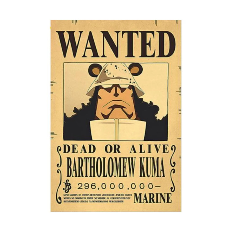 Framed Wanted Dead Or Alive Bartholomew Kuma Paper Poster - (42X30CM) ملصق